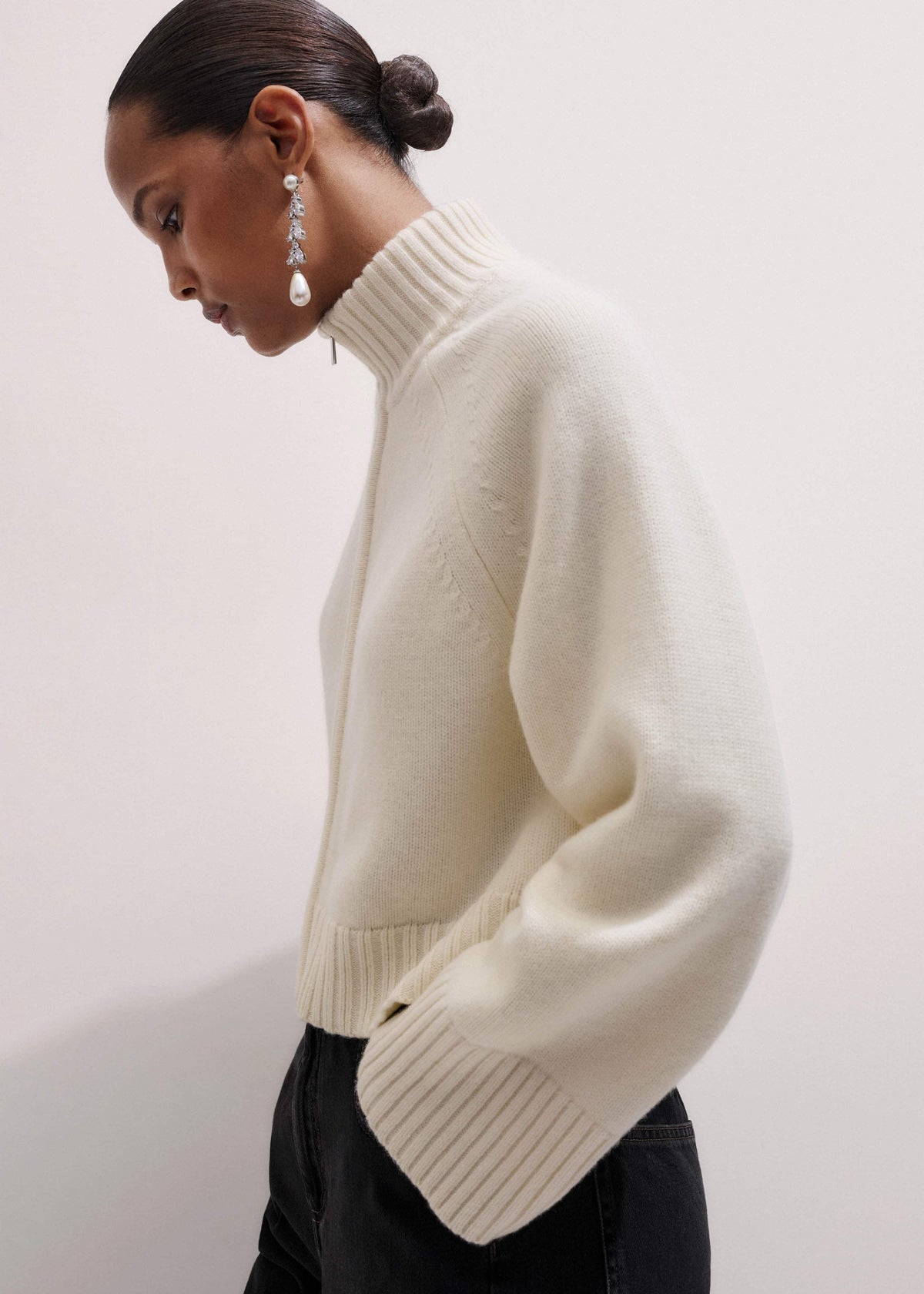 Cream Two-Way Zip Jacket | ME+EM Clothing