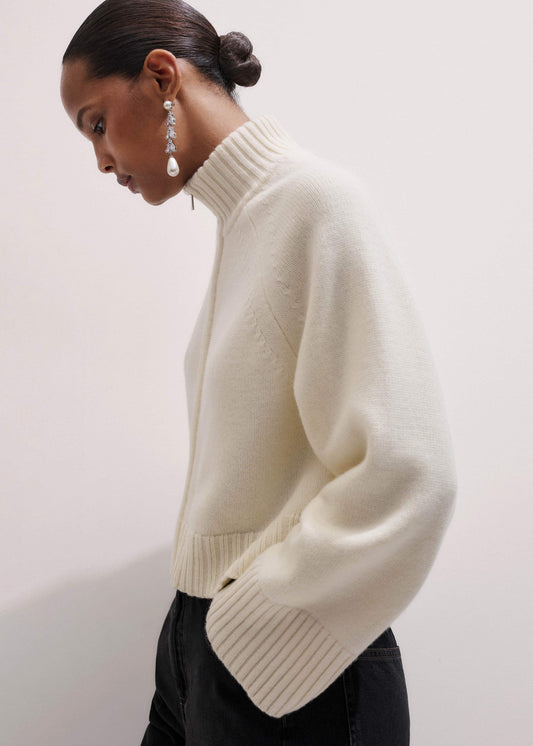 Cream Two-Way Zip Jacket | ME+EM Clothing