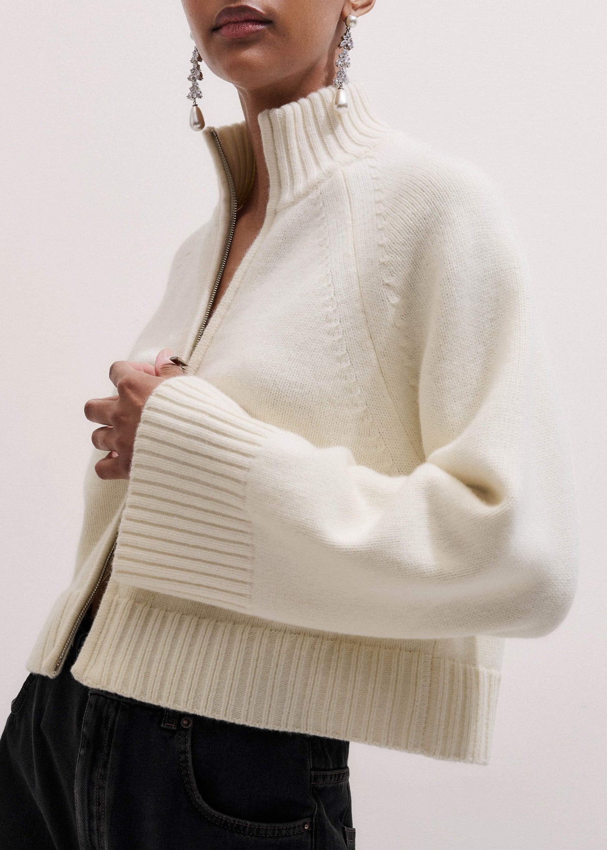 Cream Two-Way Zip Jacket | ME+EM Clothing