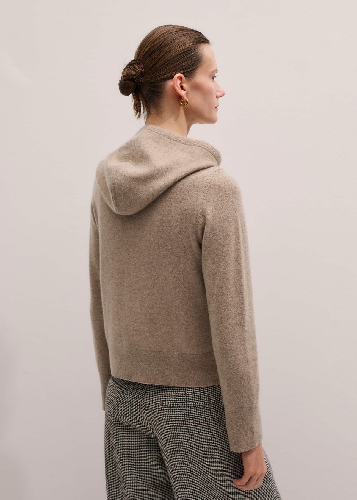 Light Brown Cashmere Two-Way Zip Straight Hoodie | ME+EM Clothing