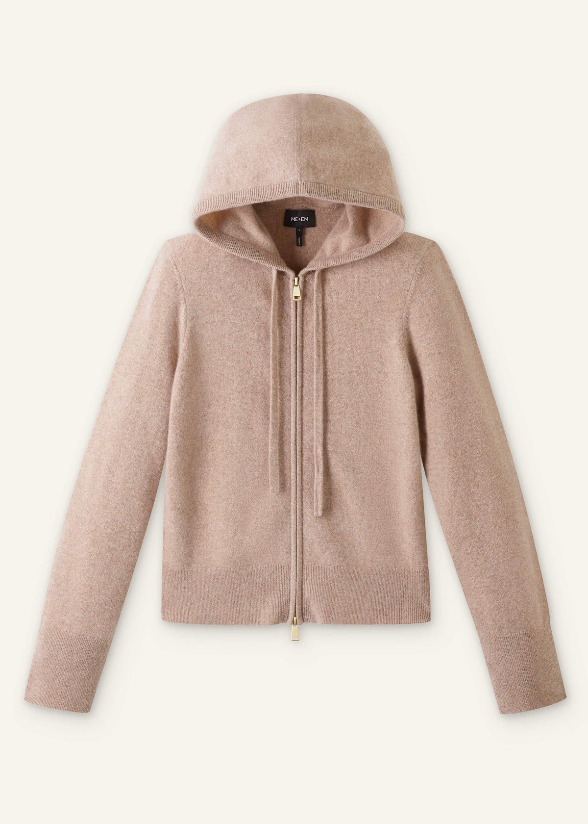 Light Brown Cashmere Two-Way Zip Straight Hoodie | ME+EM Clothing