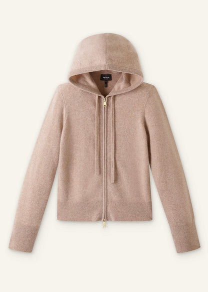 Light Brown Cashmere Two-Way Zip Straight Hoodie | ME+EM Clothing