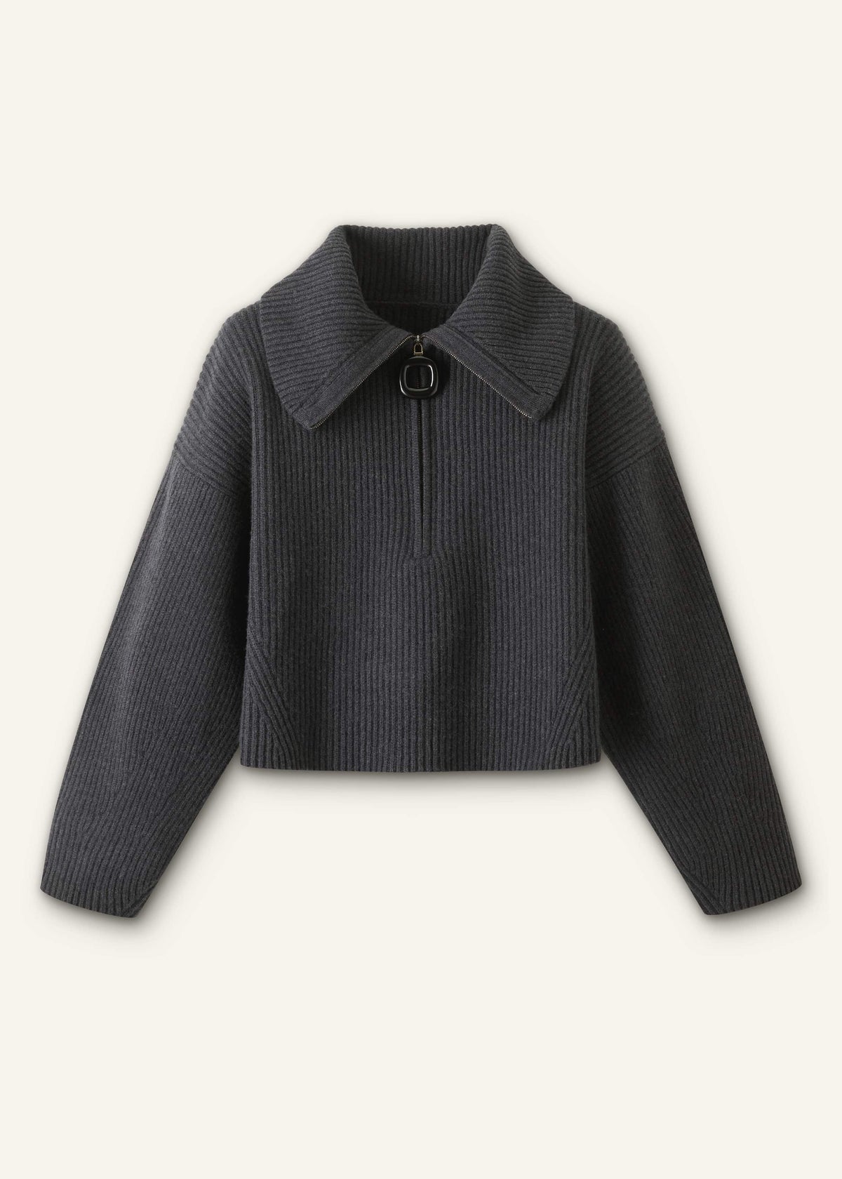 Grey Relaxed Fly Neck Zip Jumper | ME+EM Clothing