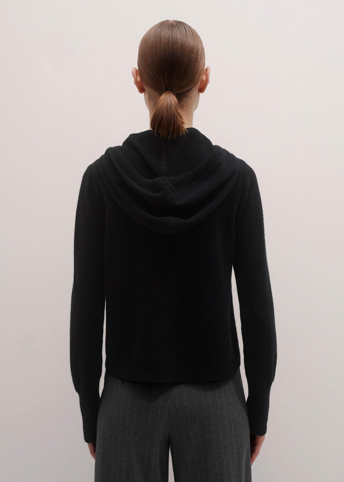 Black Cashmere Relaxed Fit Box Zip Hoodie | ME+EM Clothing