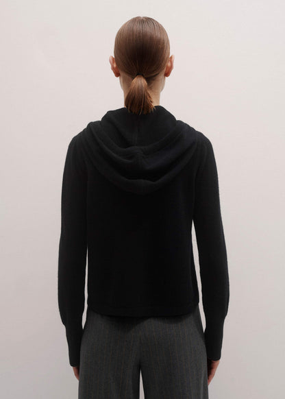 Black Cashmere Relaxed Fit Box Zip Hoodie | ME+EM Clothing