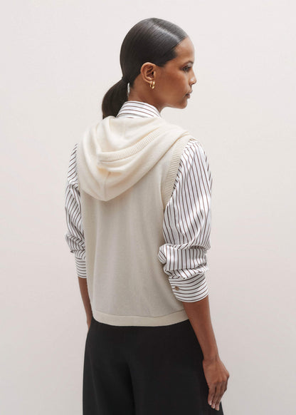 Cream Icon Cashmere Sleeveless Blazer Hoody | ME+EM Clothing