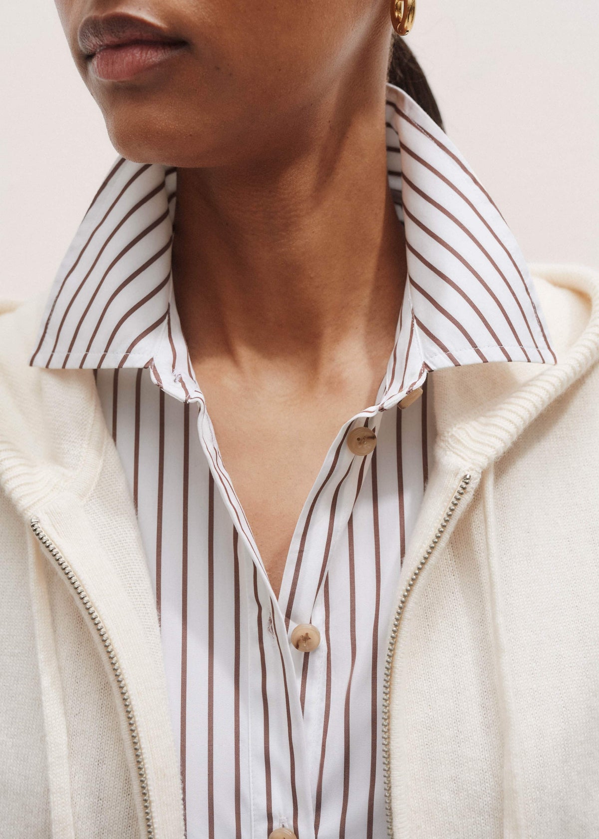 Cream Icon Cashmere Sleeveless Blazer Hoody | ME+EM Clothing