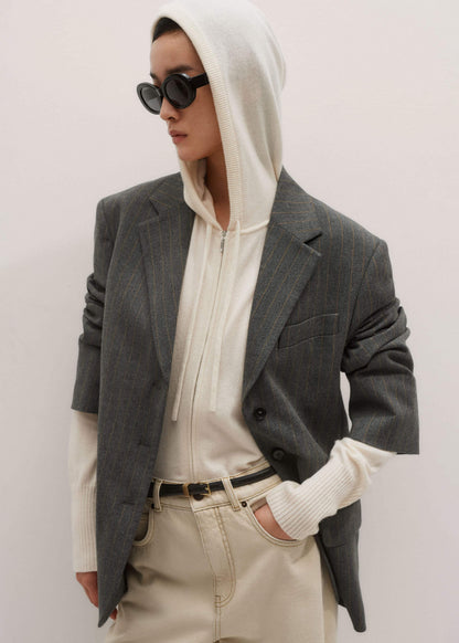 Cream Cashmere Relaxed Fit Box Zip Hoody | ME+EM Clothing