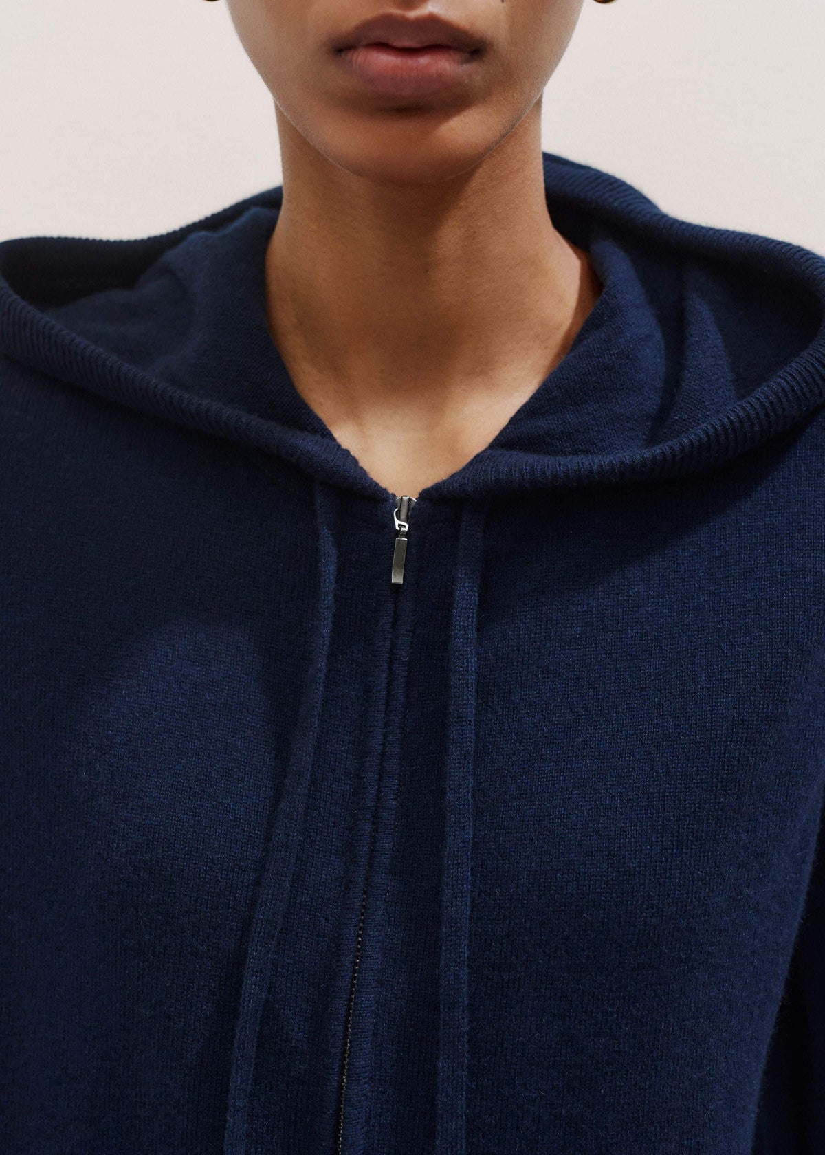 Navy Cashmere Relaxed Fit Box Zip Hoodie | ME+EM Clothing
