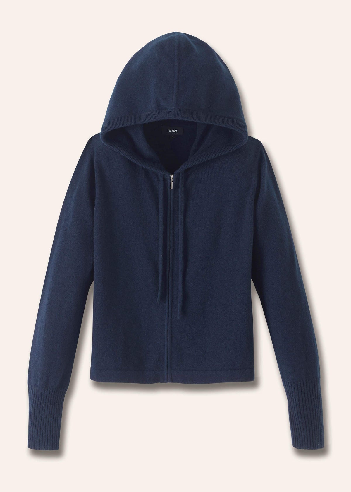 Navy Cashmere Relaxed Fit Box Zip Hoodie | ME+EM Clothing