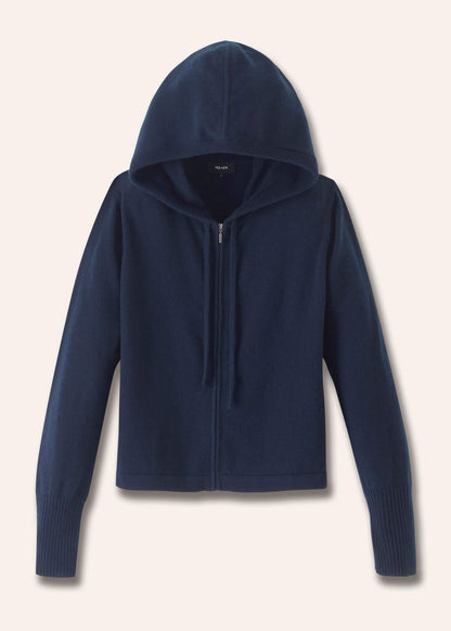 Navy Cashmere Relaxed Fit Box Zip Hoodie | ME+EM Clothing