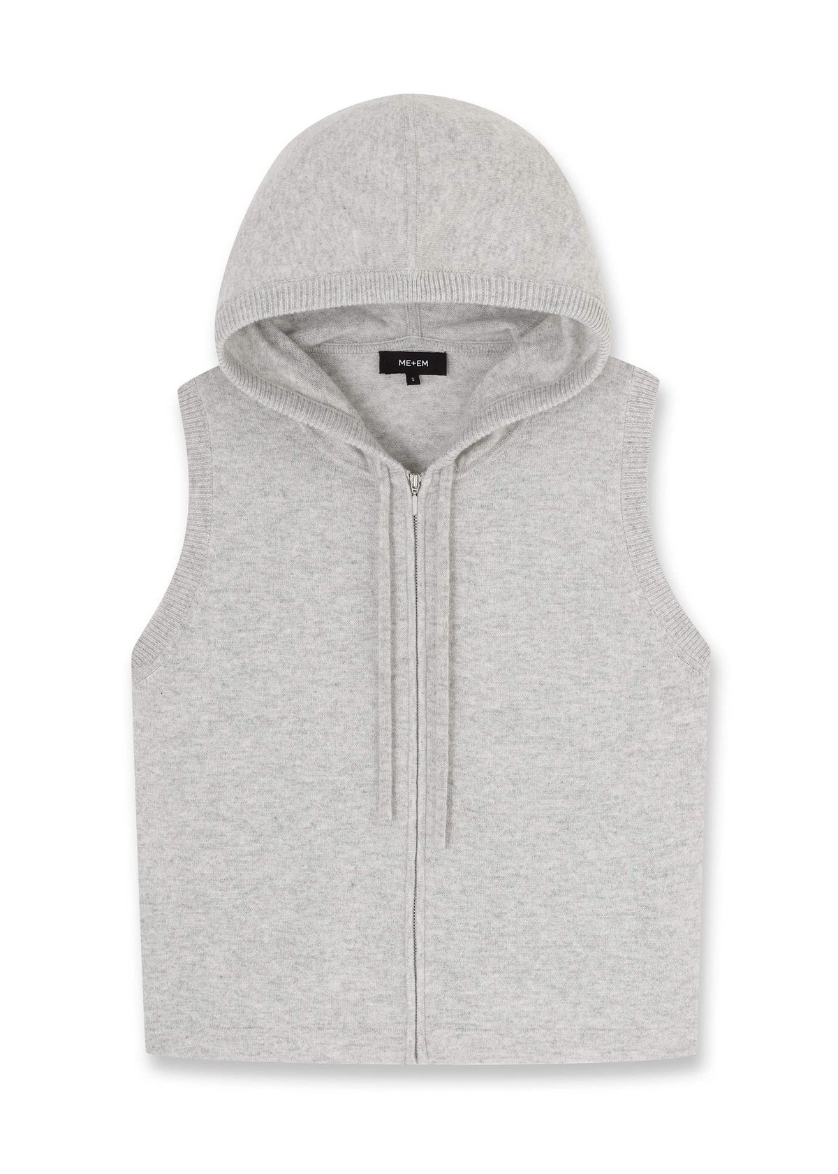 Gray Cashmere Sleeveless Relaxed Zip Hoodie | ME+EM Clothing