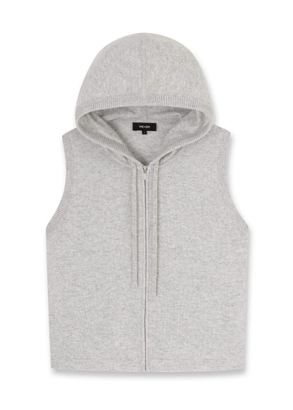 Gray Cashmere Sleeveless Relaxed Zip Hoodie | ME+EM Clothing