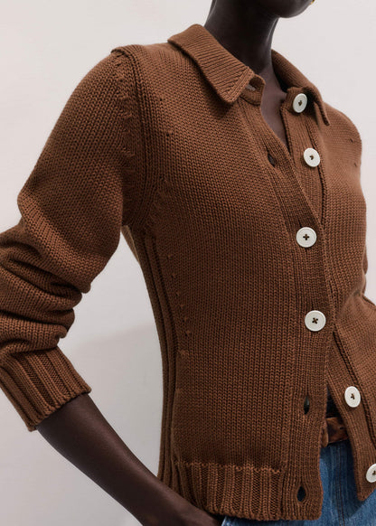Brown Slim Collared Cardigan | ME+EM Clothing