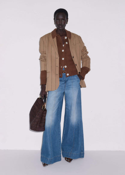 Brown Slim Collared Cardigan | ME+EM Clothing
