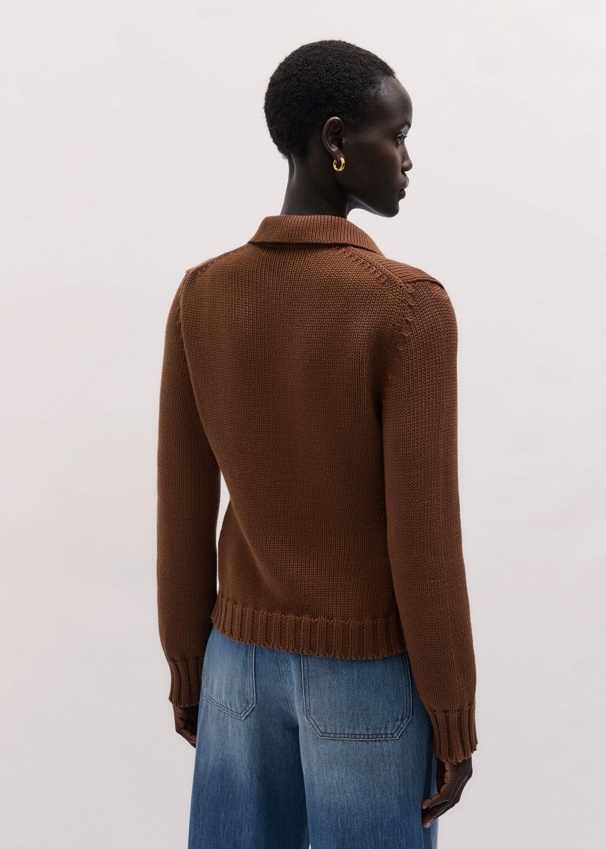 Brown Slim Collared Cardigan | ME+EM Clothing