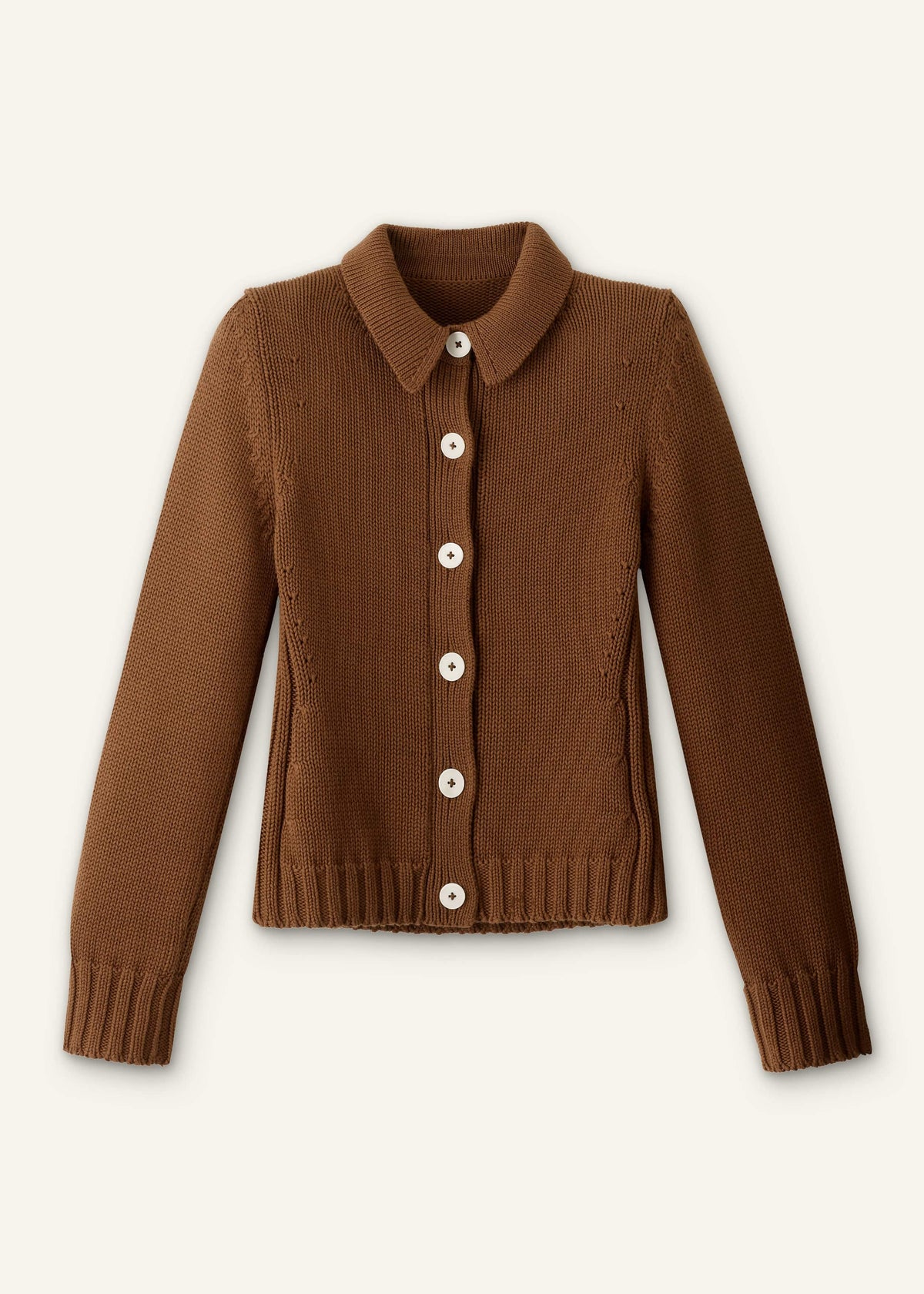 Brown Slim Collared Cardigan | ME+EM Clothing