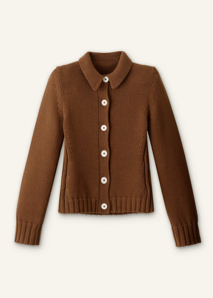 Brown Slim Collared Cardigan | ME+EM Clothing