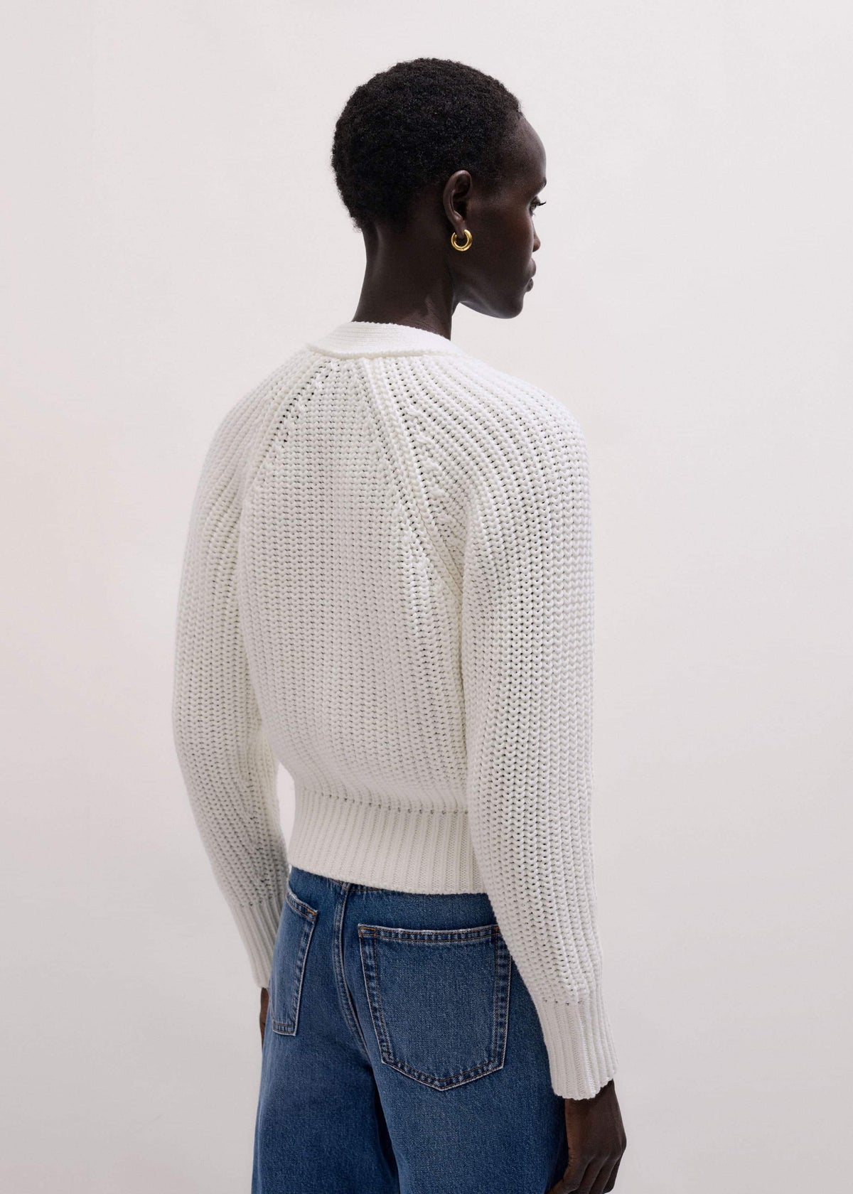 White Chunky Raglan Relaxed Weekend Cardigan | ME+EM Clothing