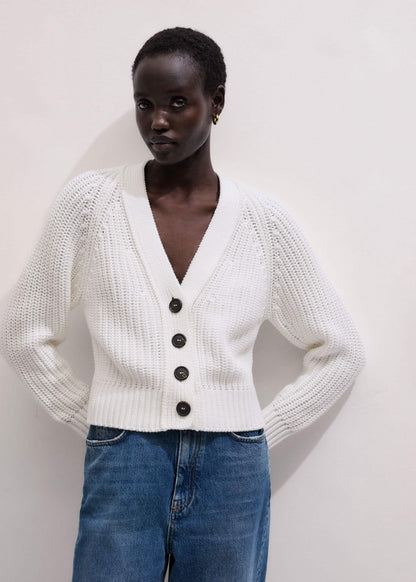 White Chunky Raglan Relaxed Weekend Cardigan | ME+EM Clothing