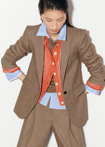 Orange Contrast Rib Straight Cardigan | ME+EM Clothing