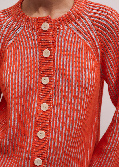 Orange Contrast Rib Straight Cardigan | ME+EM Clothing