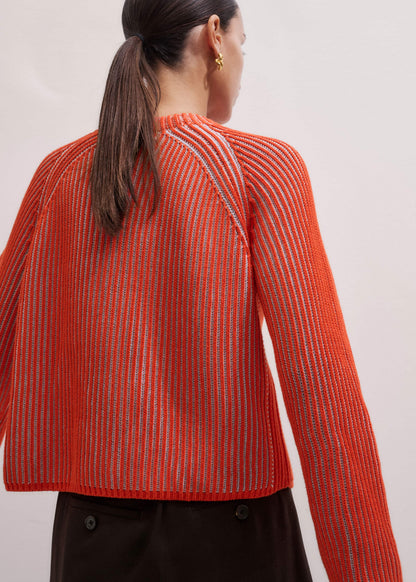 Orange Contrast Rib Straight Cardigan | ME+EM Clothing