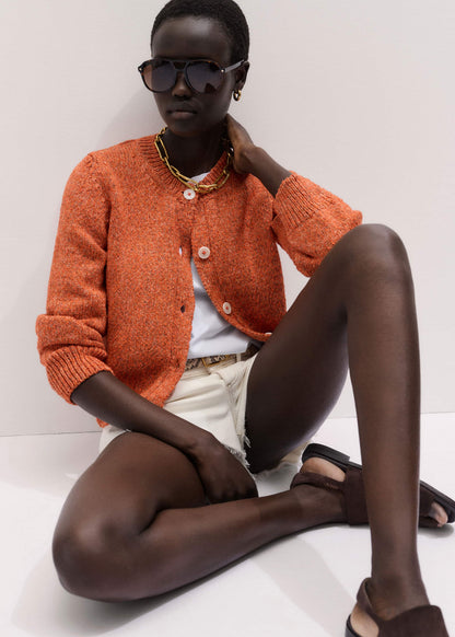 Orange Relaxed Crew Cardigan | ME+EM Clothing