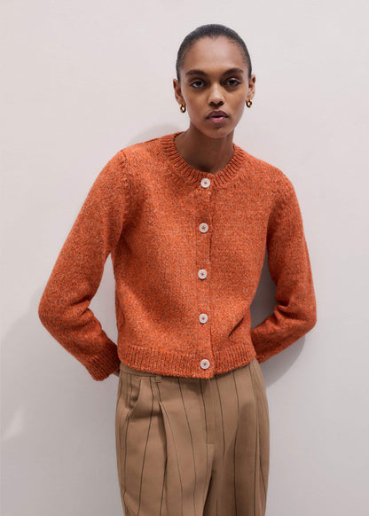 Orange Relaxed Crew Cardigan | ME+EM Clothing