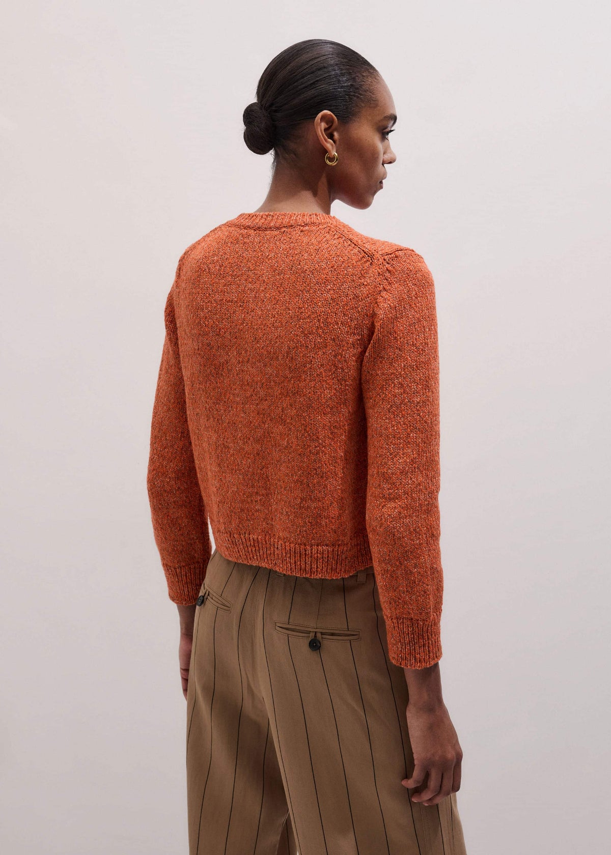 Orange Relaxed Crew Cardigan | ME+EM Clothing