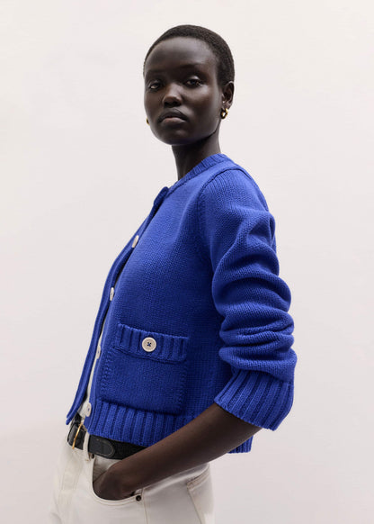 Deep Blue Straight Crop Cardigan | ME+EM Clothing