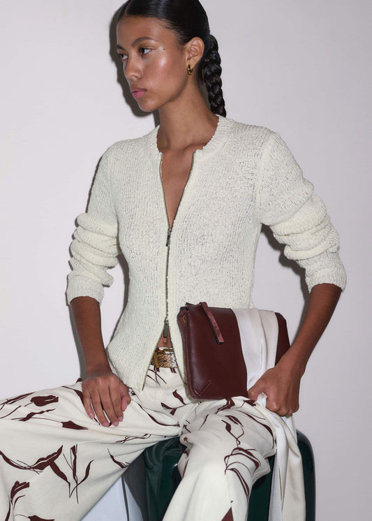 Cream Double Zip Cardigan | ME+EM Clothing