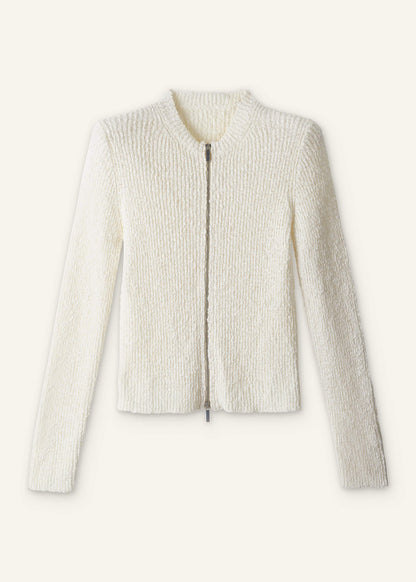 Cream Double Zip Cardigan | ME+EM Clothing