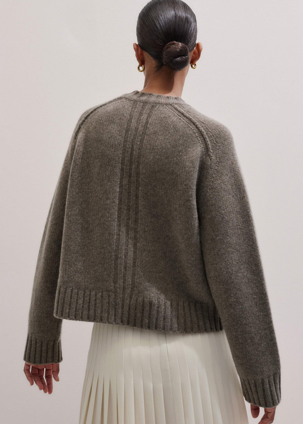 Brown Cashmere Relaxed Saddle Shoulder Cardigan | ME+EM Clothing