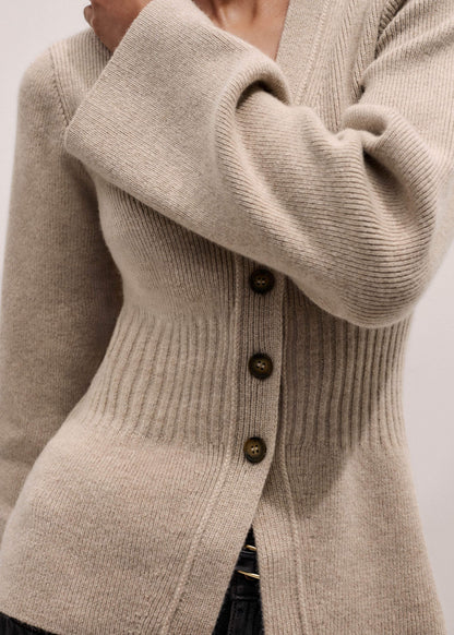 Brown Merino Cashmere Contour Cardigan | ME+EM Clothing