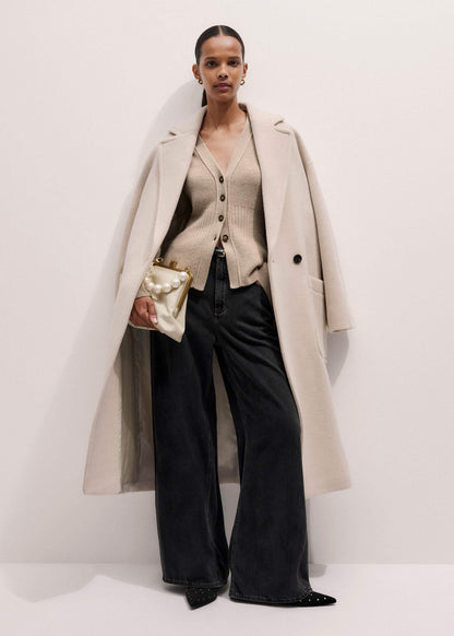Brown Merino Cashmere Contour Cardigan | ME+EM Clothing