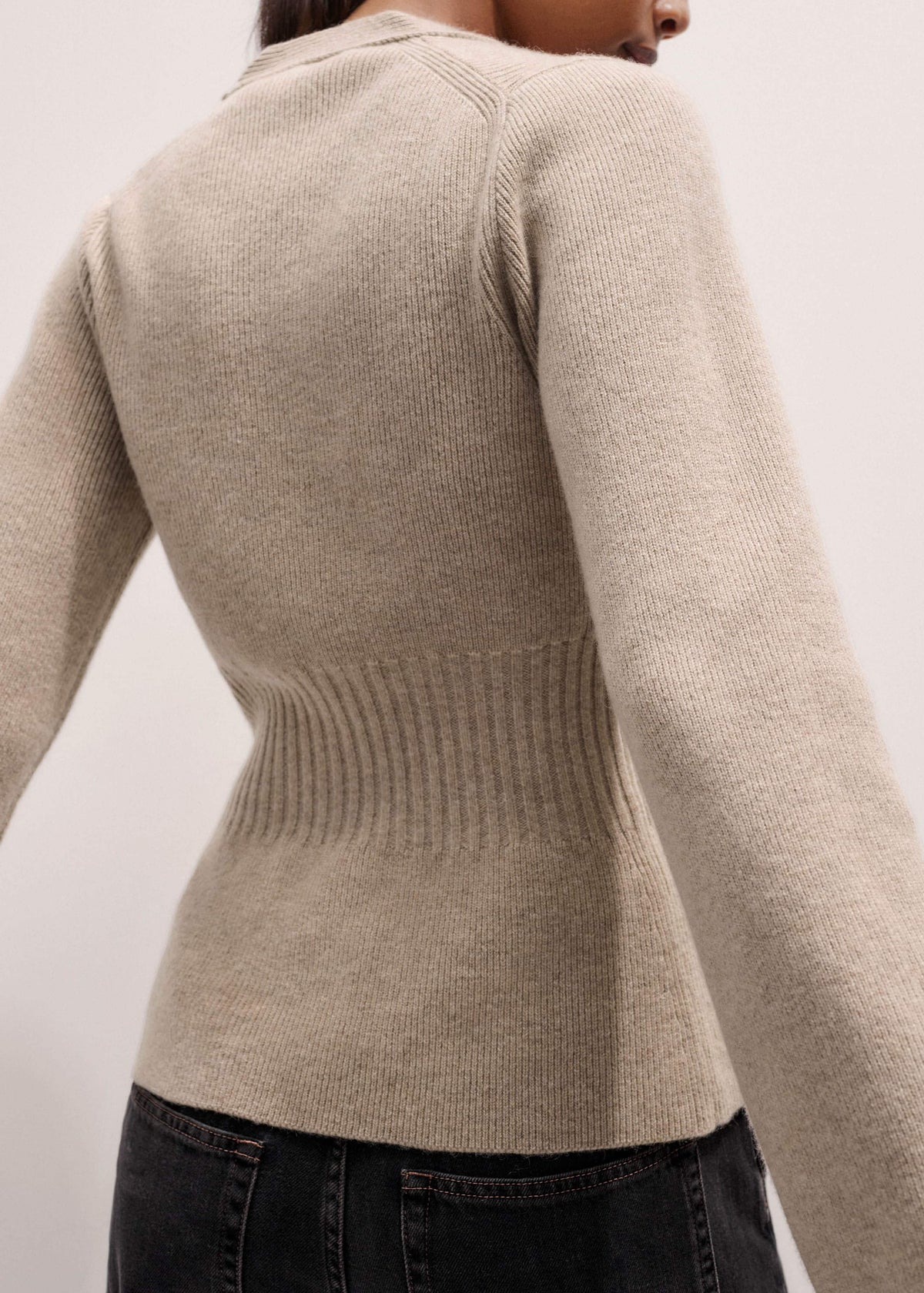 Brown Merino Cashmere Contour Cardigan | ME+EM Clothing