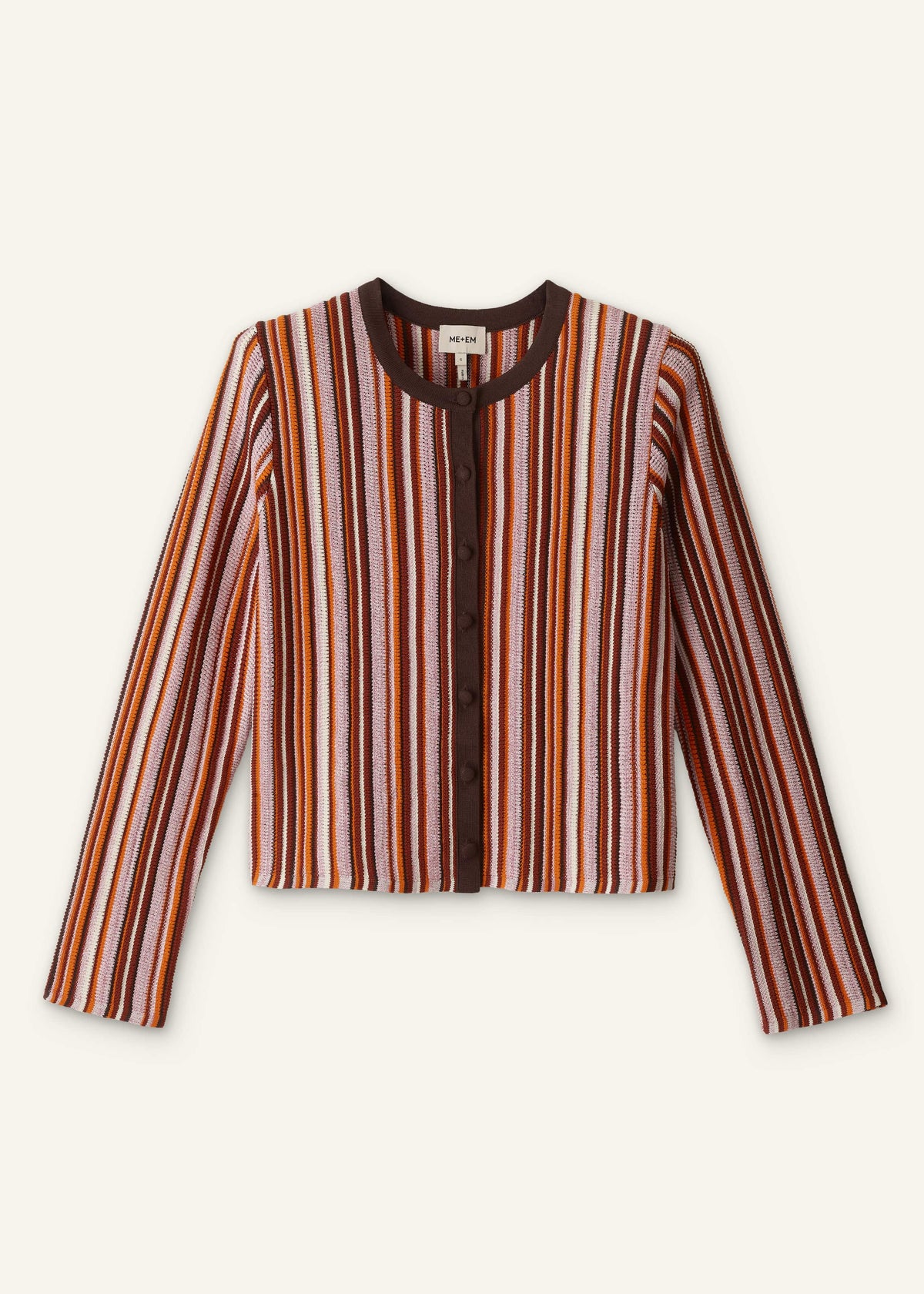 Cinnamon Brown Metallic Stripe Cardigan | ME+EM Clothing