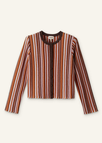 Cinnamon Brown Metallic Stripe Cardigan | ME+EM Clothing