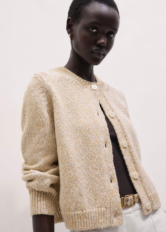 Yellow Relaxed Crew Neckline Cardigan | ME+EM Clothing