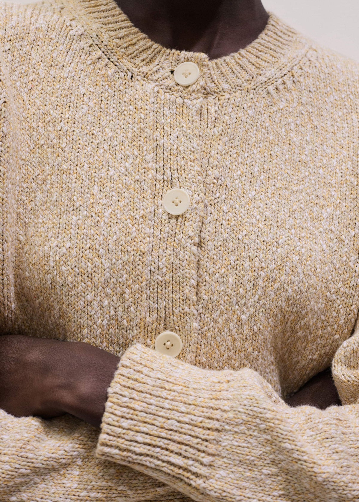 Yellow Relaxed Crew Neckline Cardigan | ME+EM Clothing