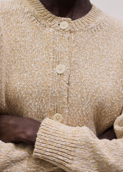 Yellow Relaxed Crew Neckline Cardigan | ME+EM Clothing