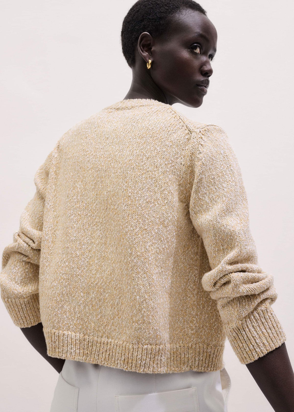 Yellow Relaxed Crew Neckline Cardigan | ME+EM Clothing