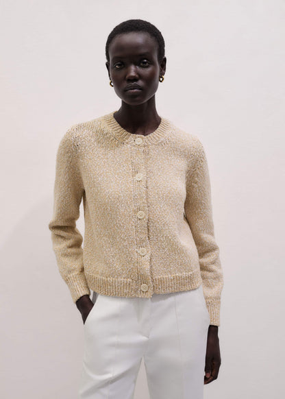 Yellow Relaxed Crew Neckline Cardigan | ME+EM Clothing