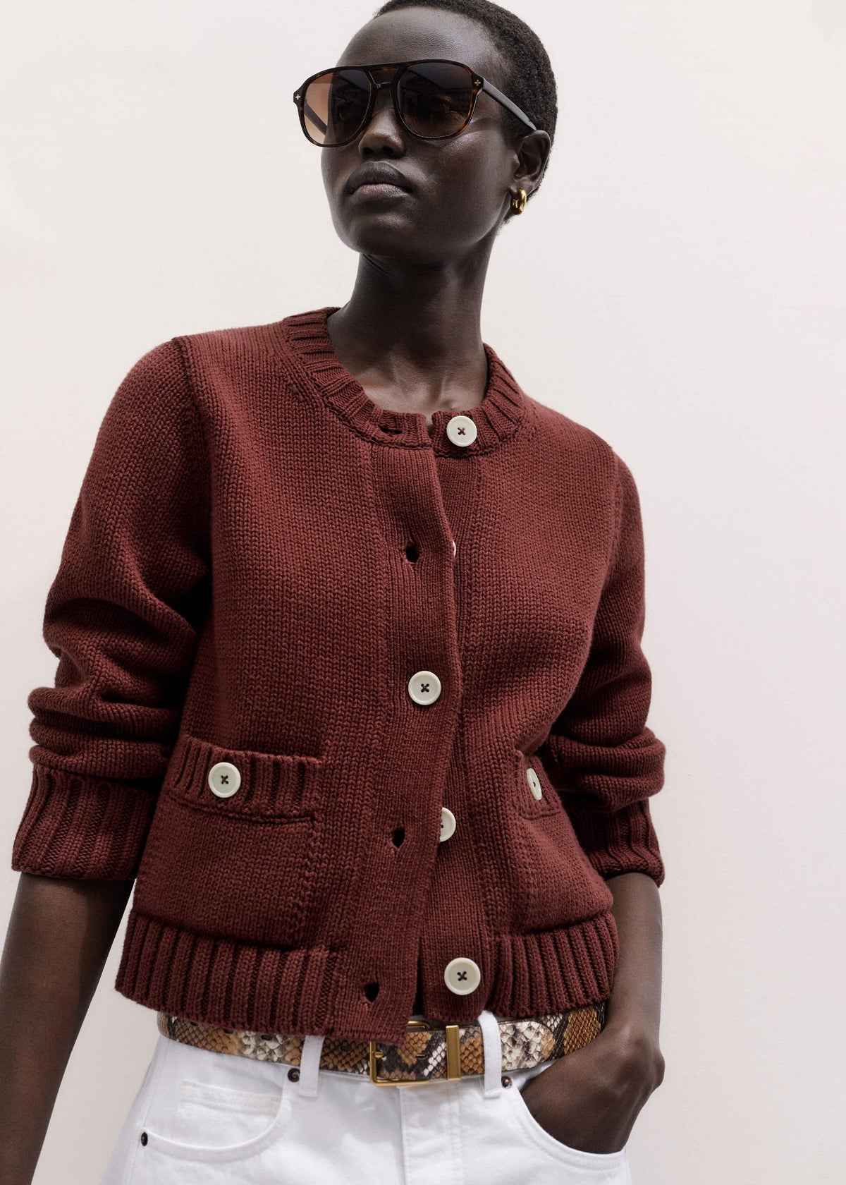 Cinnamon Straight Crop Cardigan | ME+EM Clothing
