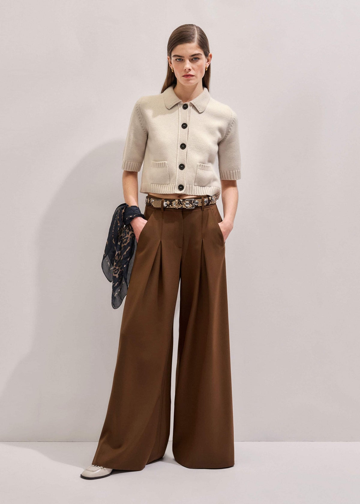 Cream Merino Cashmere Cropped Knit Jacket | ME+EM Clothing