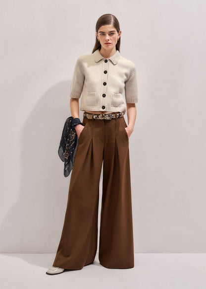 Cream Merino Cashmere Cropped Knit Jacket | ME+EM Clothing