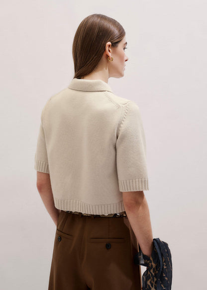 Cream Merino Cashmere Cropped Knit Jacket | ME+EM Clothing