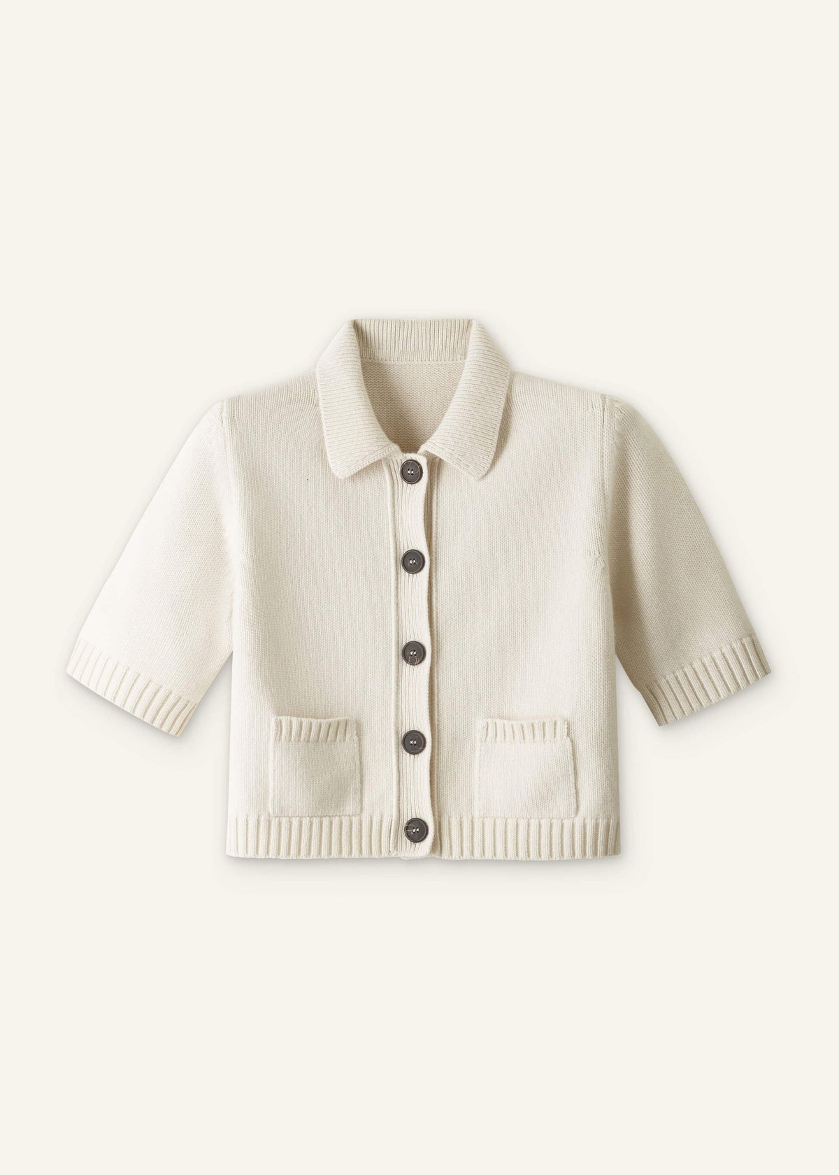 Cream Merino Cashmere Cropped Knit Jacket | ME+EM Clothing