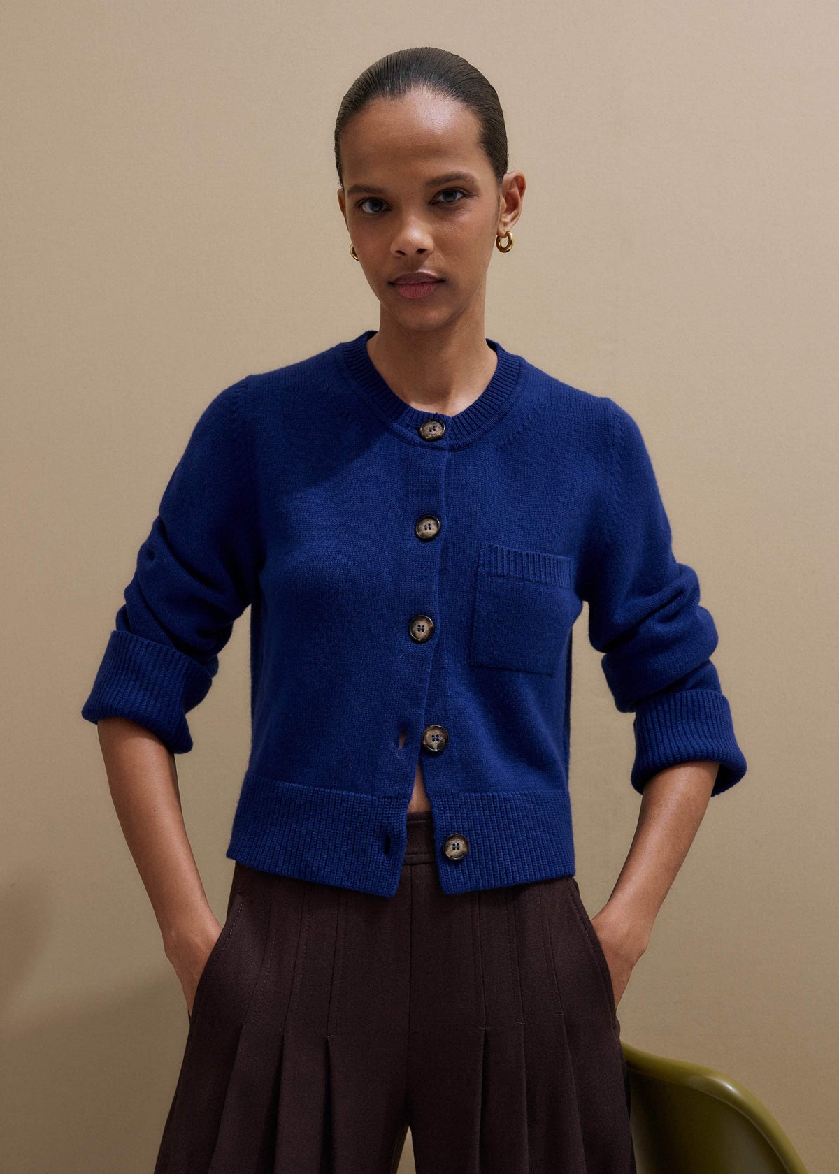 Blue Button-Through Straight Cardigan | ME+EM Clothing